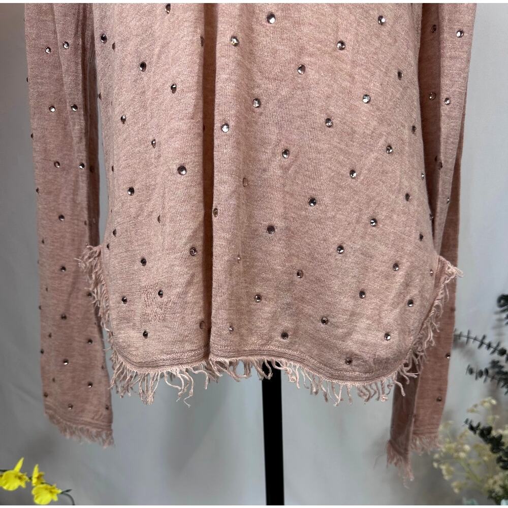 Zadig & Voltaire Riviera Rhinestone Cashmere Sweater Blush Size M - Picture 13 of 16